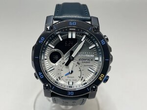 極美品 CASIO エディフィス スクーデリア・アルファタウリ限定モデル クォーツ腕時計 グラデーションカラー文字盤 ECB-20AT-2AJR レザー