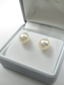 ♪真珠 パール ピアス 約8.8mm PT プラチナ♪USED品