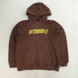 ■ STUSSY ステューシー パーカー ブラウン サイズ L メンズ トップス フーディー プリント コットン ストリート 0.66kg