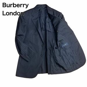 Burberry London バーバリーテーラードジャケット ストライプ ネイビー紺 L 紳士ビジネス
