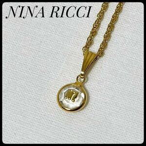 ニナリッチ　NR　ホワイトストーンネックレス　ゴールド調　アクセサリー　小物　クリスタル風　ロゴ NINA RICCI おしゃれ　キラキラ