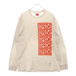 SUPREME シュプリーム 18SS Stacked L/S Top レタリングロゴ 長袖Tシャツカットソー グレー