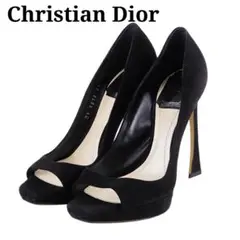 美品 ディオール Christian Dior オープントゥ スエード パンプス