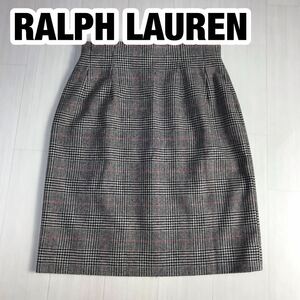 RALPH LAUREN ラルフローレン 膝丈 タイトスカート 4 グレー チェック柄