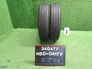 (1)12インチ　夏　ノーマルタイヤ2本　23年50周目　DUNLOP　ENASAVE VAN01　145R12　エブリィ(240471)