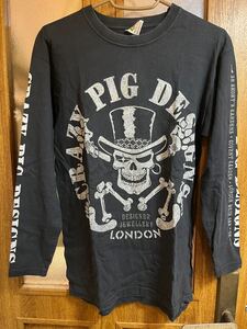 CRAZY PIG クレイジーピッグ LONDON ヴィンテージ ロンT カットソー Tシャツ スカル 黒 S 長袖 90s