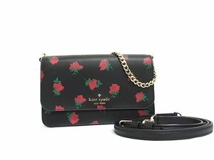 1円 ■新品同様■ kate spade ケイトスペード KE643 マディソン ディッツィー ローズ PVC 2WAY ショルダーバッグ ブラック系 AZ6930