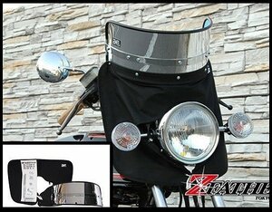 バイク用品 Z-FATHER 旭風防 メッキ 短風防(黒布タレ)/CB250N CB350F VT250F VTZ250 CB400SF ジェイド【送料800円】