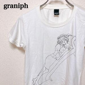 グラニフ graniph フロントデザイン プリント 半袖 Tシャツ ホワイト