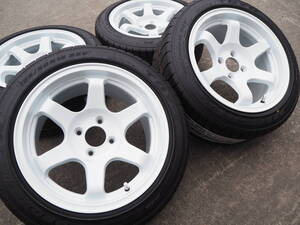 ★逆ゾリ★195/55R15 8J+30 4H100 新品 人気 深リム ハイグリップ TOYO R1R 1台分 シビック ロードスター インテグラ ヴィッツ カスタム WH