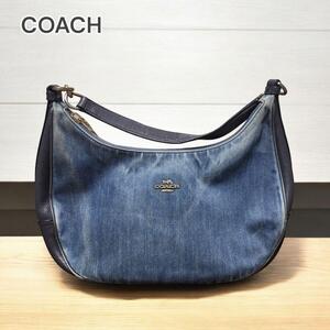 【1点限り】COACH コーチ ショルダーバッグ デニム ブルー