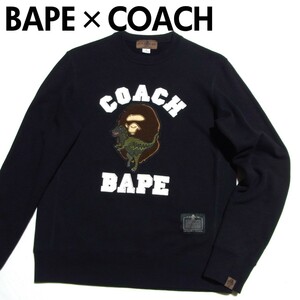 A BATHING APE × COACH REXY CREWNECK BAPE エイプ コーチ スウェット トレーナー M 黒 ブラック