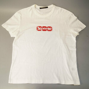 yj60-supreme louis vuitton Box logo tee Medium シュプリーム ルイ ヴィトン Ｔシャツ XXS ホワイト ボックス ロゴ 半袖 イタリア製