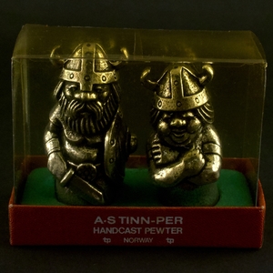 ノルウェー ティンパー（AS TINN-PER） 塩胡椒入れ バイキング 錫 HANDCAST PEWTER NORWAY 未使用品