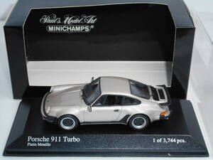 ☆1円始レアPMA-Minichamps ☆ 1/43ポルシェPorsche 911 Turbo 1977 grey metallic　☆231124