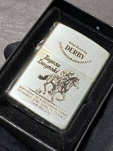 zippo タヤスツヨシ 日本ダービー 銀メッキ仕上げ ヴィンテージ 1995年製 Tayasu Tsuyoshi 62nd Running DERBY ケース 保証書