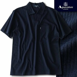 新品 アクアスキュータム ニットサッカー 半袖 ポロシャツ M 紺 【I59170】 Aquascutum LONDON シャツ 春夏 メンズ サマー 盛夏