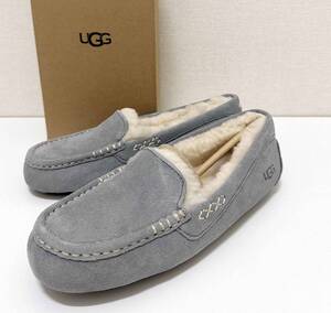 新品 25cm ★ UGG アグ ANSLEY アンスレー グレー モカシン 1106878 本革 ムートン スエード シューズ ドライビング 屋内外兼用 25.5 24.5