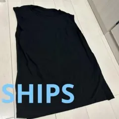 極美品シップスships ノースリーブブラウスtシャツ　黒シャツ　タンクトップF