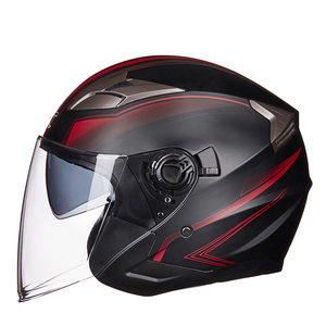 内蔵サングラス 通気 バイクヘルメット ジェット 夏用ヘルメット M -XLサイズ 多色艶消し赤