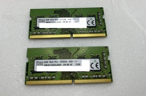 M019【送料無料】ノート用メモリ SK hynix 16GB(8GB×2枚) DDR4 PC4-3200AA 中古動作品