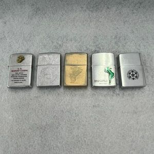 I750△ZIPPO ジッポー オイルライター 5個セット US MARINE CORPS アメリカ海兵隊/50周年記念/グアム/シルバーカラー 他 ジッポ まとめ ①