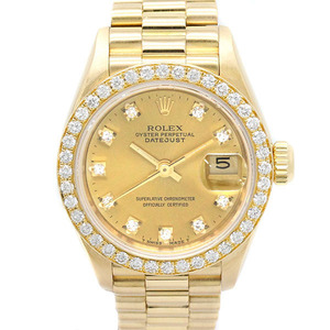 ロレックス ROLEX デイトジャスト 69138G シャンパン文字盤 10Pダイヤ L番 K18YG/ダイヤ 72.8g