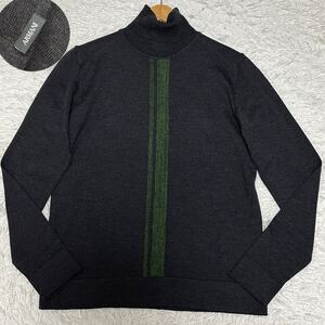 ARMANI COLLEZIONI【サイズ50 XL 美品】ラムウール センターライン タートルネックニット セーター グレー アルマーニコレツォーニ