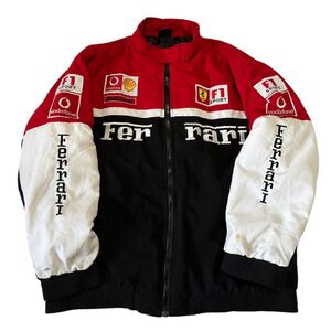 フェラーリ F1 レーシングスーツ サクリング ジャケット サイズXL レーシングジャケット 中綿ジャケット ブルゾン ワッペン Ferrari 90s