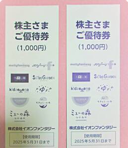 イオンファンタジー株主さまご優待券 1,000円綴り　2冊