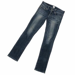 S218 MOUSSYマウジー デニム パンツ denim ローライズ スキニーデニム ボトムス 綿99% レディース 25 ネイビー 紺