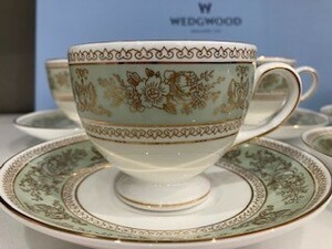 Wedgwood　ウェッジウッド　カップ＆ソーサー　コロンビア セージ グリーン　5客SET　箱入り　返品不可　送料落札者負担