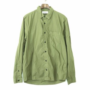 STONE ISLAND 袖刺繍コットン長袖シャツ Lサイズ カーキ ストーンアイランド l/s shirts