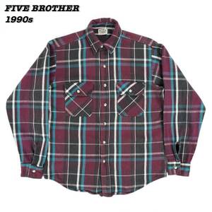 FIVE BROTHER Flannel Shirts M SH24093 1990s Made in USA UNION MADE ファイブブラザー フランネルシャツ ネルシャツ アメリカ製