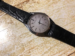 希少 レア 良品 アンティーク SEIKO セイコー 23石 絹目 2519-0190 純正革ベルト シルバー 手巻き ヴィンテージ 腕時計