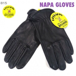 送料無料★ NAPA GLOVES ナパ 鹿革 ディア グローブ プレーン 815-L ブラック 黒 バイカー バイクグローブ 柔らかい 定番人気 本革