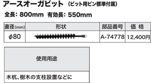 マキタ アースオーガビット φ80 A-74778 新品