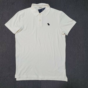 新品　アバクロンビー＆フィッチ Abercrombie&Fitch　Tシャツ　ポロシャツ　A&F　polo　刺入り　鹿の子 M オフホワイト