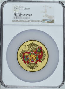 【記念貨幣】2019年ゴールドピッグ2000元金貨 NGC PF69 ULTRA CAMEO GOLD PIG CHINA LUNAR COIN COLLECTION★直径60ｍｍ重さ150g N76