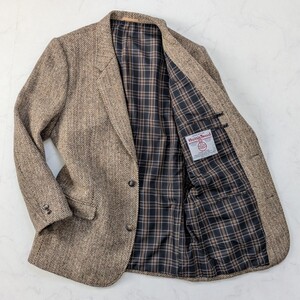 【美品 L】Harris Tweed ハリスツイード Karl Helmut カールヘルム ツイード ヘリンボーン テーラードジャケット 段返り2B チェック メンズ