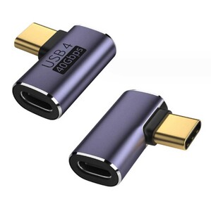 USB 4.0 Type C 変換アダプタ1個 40Gbps高速転送 PD100/5A急速充電 90度 8K@60Hz映像出力対応 L字型オスメス(仕様3)