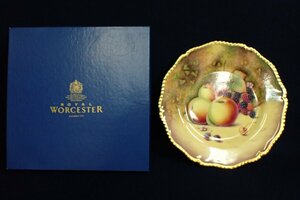 ★091956 ROYAL WORCESTER ロイヤルウースター HAND PAINTED FRUIT STUDY 直径約27cm 飾り皿 サイン有 箱付 ★