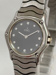 【133-31】1円〜 EBEL エベル クラシックウェーブ 966901 クォーツ 純正ベルト グレー レディース【ジャンク】同梱不可