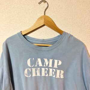 希少 USA製 ヴィンテージ US古着 CAMP CHEER Tシャツ アウトドア 当時物 アメリカ USA XL キャンプ キャンプチェア 水色