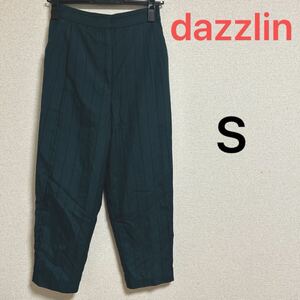 新品　dazzlin ダズリン　ストライプタックパンツ　グリーン　S テーパードパンツ　クロップドパンツ