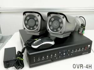 ONE 防犯カメラセット 2TB/4CH レコーダー OVR-4H + 220万画素赤外線防犯カメラ OEC-1IR (2台) AC・マウス付 即納 保証有【H24060605】