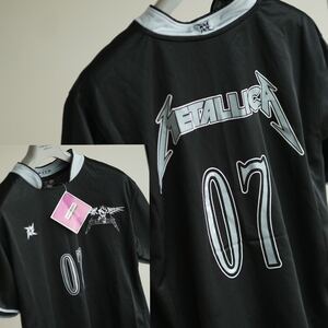 新品 タグ付き metallica オフィシャル ビンテージ 刺繍ロゴ ゲームシャツ Tシャツ メタリカ 古着 M サッカーシャツ