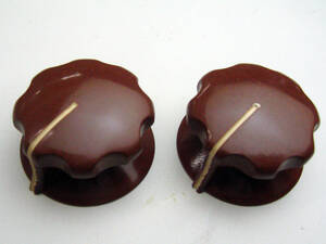 ★☆（管KN002） 国産ヴィンテージモールドツマミ（茶色） 2個セット / Vintage Brown Knobs 2pcs☆★