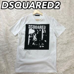 DSQUARED2 ディースクエアード プリント Tシャツ 半袖 カットソー ブランドロゴ ホワイト 白色 メンズ 男性 L 