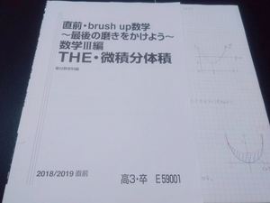 駿台　直前・brush up数学　最後の磨きをかけよう　数学Ⅲ編　THE・微積分体積　谷周樹　板書　解説　東進 Z会 ベネッセ SEG 河合塾 鉄緑会